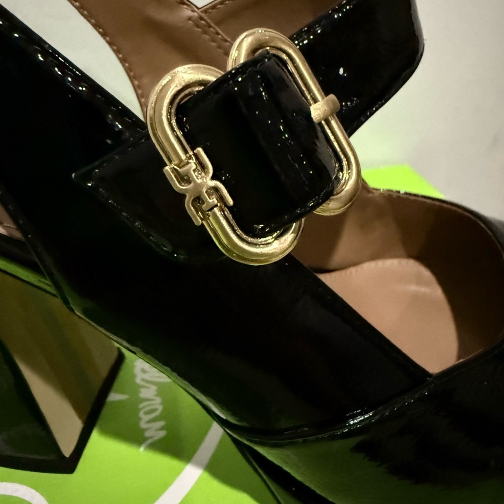 Sam Edelman Black Faux Patent Leather Mary Jane Heels NIB - Picture 8 of 13